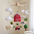 Handmade Farm Crib Hanging with Tractor, Cow, Sheep and Doves