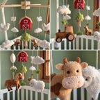 Handmade Farm Crib Hanging with Tractor, Cow, Sheep and Doves