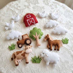 Handmade Farm Crib Hanging with Tractor, Cow, Sheep and Doves