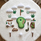 Little Golfer Felt Baby Mobile, Handmade Golf Nursery Crib Hanging with Cart, Clubs, Putting Green and Flag