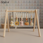 Handmade Custom Farm Baby Gym | Personalized Wooden Play Gym with Crochet Country Theme Toys | Rustic Nursery Decor