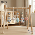 Handmade Custom Penguin Baby Play Gym, Crochet Penguin Baby Toys, Wooden Montessori Activity Gym, Neutral Nursery Decor, Baby Shower Gift