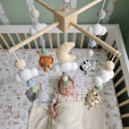 Crochet Safari Baby Mobile, Elephant Lion Zebra Giraffe Crib Decor, Moon Cloud Jungle Nursery, Baby Shower Gift for Boy or Girl Room Decor