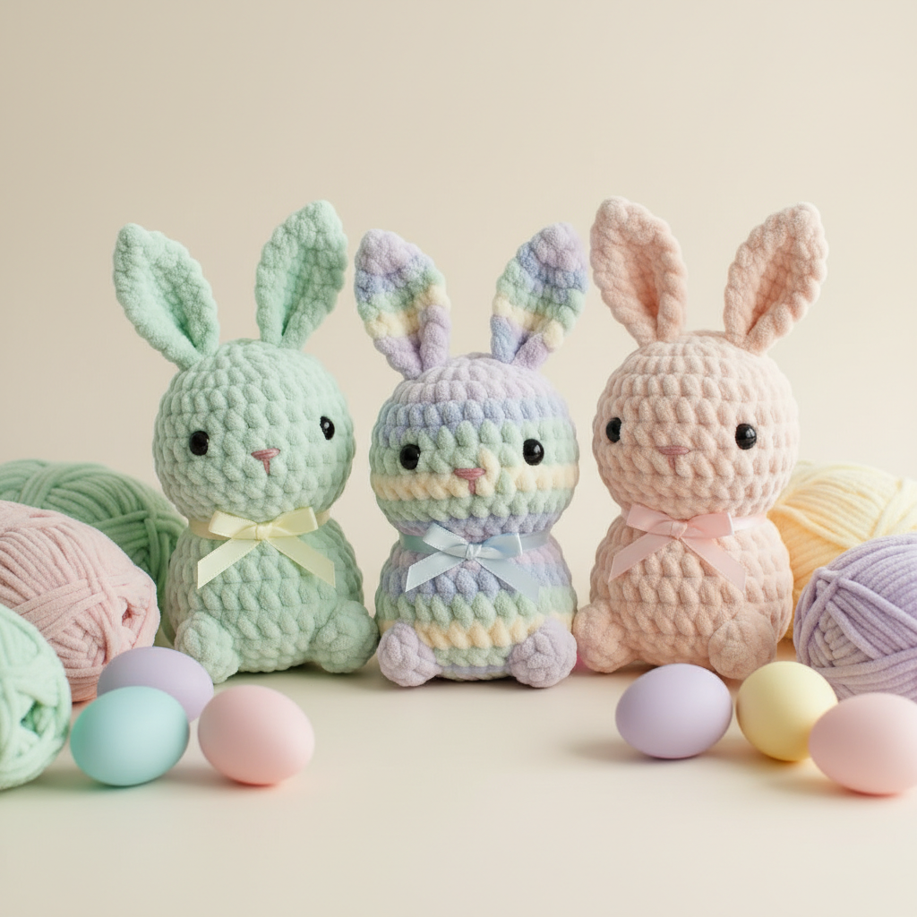 Bunny Crochet Pattern, Rainbow Bunny Amigurumi, Cute Easter Bunny Crochet, bunny crochet, Beginner Crochet Toy