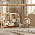 Handmade Custom Ocean Baby Play Gym with Crochet Seal Toys, Wooden Montessori Activity Gym, Neutral Nursery Decor, Baby Shower Gift