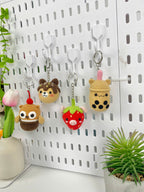 Amigurumi Food Keychain Crochet Pattern, Bear, Strawberry, Bubble Tea (PDF)
