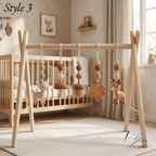 Crochet Baby Play Gym, Wooden Montessori Baby Gym, Deer Nursery Mobile, Handmade Baby Activity Gym, Neutral Nursery Decor, Baby Shower Gift