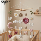 Handmade Floral Baby Mobile, Crochet Flower Crib Mobile with Butterflies, Moon & Hearts, Neutral Nursery Decor, Baby Shower Gift