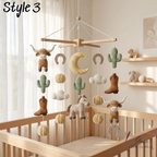 Handmade Cowboy Baby Mobile, Western Crib Mobile with Horse, Highland Cow & Cactus, Crochet Farm Nursery Decor, Baby Shower Gift