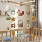Farm Baby Mobile, Crochet Farm Crib Mobile, Handmade Barn Nursery Decor, Apple Corn Sunflower Mobile, Farm Baby Shower Gift