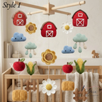 Farm Baby Mobile, Crochet Farm Crib Mobile, Handmade Barn Nursery Decor, Apple Corn Sunflower Mobile, Farm Baby Shower Gift