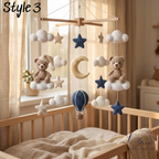 Handmade Teddy Bear Baby Mobile, Crochet Crib Mobile, Moon Star Nursery Decor, Hot Air Balloon Mobile, Neutral Baby Gift