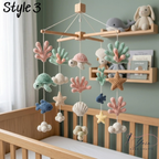 Handmade Ocean Baby Mobile, Crochet Sea Turtle Crib Mobile, Shell Star Nursery Decor, Coastal Baby Shower Gift
