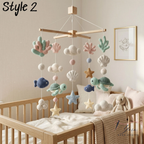 Handmade Ocean Baby Mobile, Crochet Sea Turtle Crib Mobile, Shell Star Nursery Decor, Coastal Baby Shower Gift