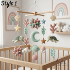 Handmade Ocean Baby Mobile, Crochet Sea Turtle Crib Mobile, Shell Star Nursery Decor, Coastal Baby Shower Gift