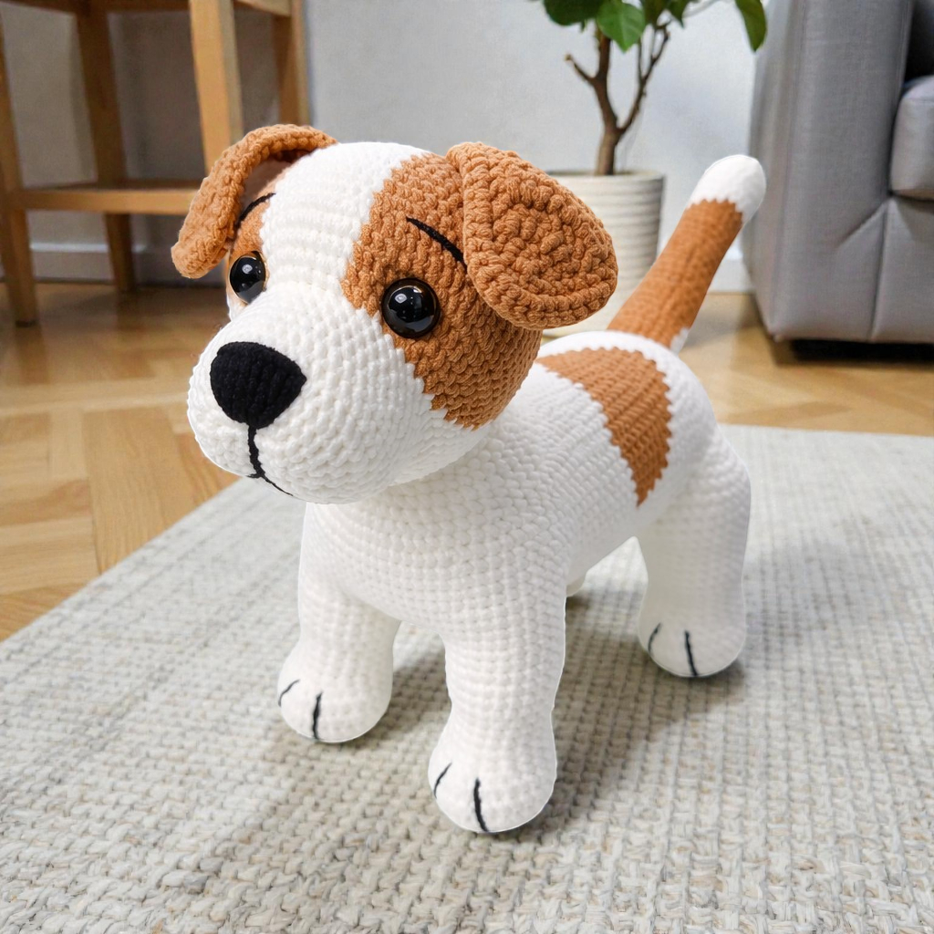 Jack Russell Crochet Dog Pattern, Amigurumi Puppy PDF Tutorial