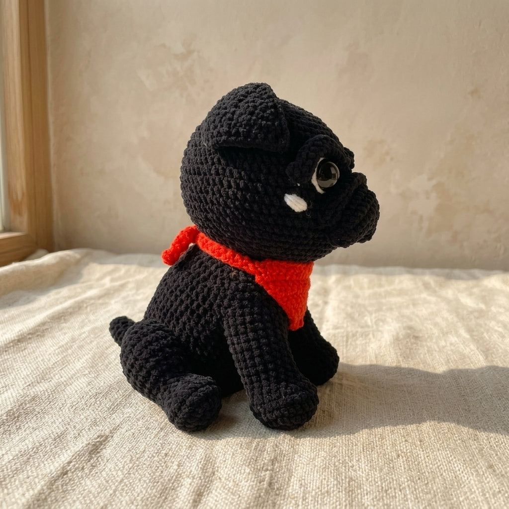 Midnight Pug Crochet Pattern PDF, Cute Black Pug Amigurumi Tutorial, Dog Plush Crochet Pattern