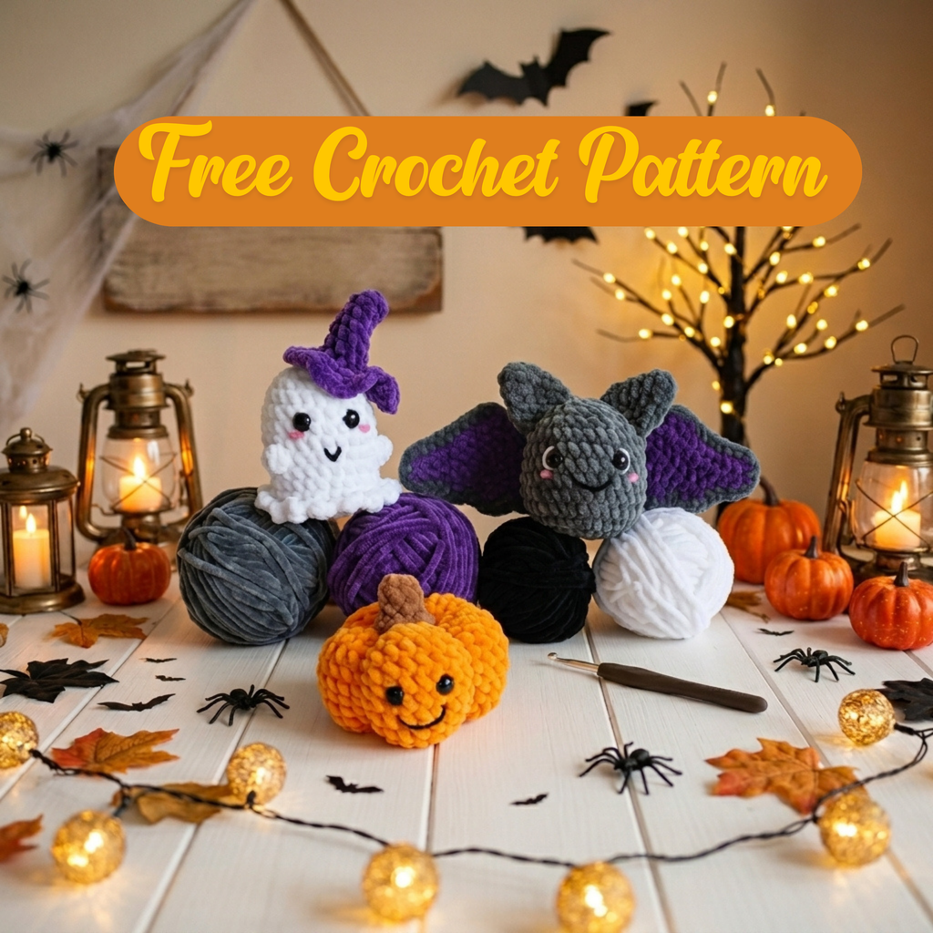Free Halloween Crochet Pattern, Ghost Pumpkin Bat Amigurumi PDF Download