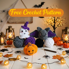 Free Halloween Crochet Pattern, Ghost Pumpkin Bat Amigurumi PDF Download