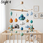 Handmade Dragon Baby Mobile, Crochet Castle Crib Mobile, Fantasy Nursery Decor with Dragons, Stars & Clouds, Baby Shower Gift