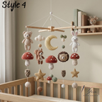 Handmade Woodland Baby Mobile, Crochet Forest Crib Mobile with Hedgehog, Bunny & Bear, Mushroom Nursery Decor, Nature Baby Gift