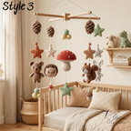 Handmade Woodland Baby Mobile, Crochet Forest Crib Mobile with Hedgehog, Bunny & Bear, Mushroom Nursery Decor, Nature Baby Gift