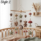 Handmade Woodland Baby Mobile, Crochet Forest Crib Mobile with Hedgehog, Bunny & Bear, Mushroom Nursery Decor, Nature Baby Gift