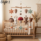 Handmade Woodland Baby Mobile, Crochet Forest Crib Mobile with Hedgehog, Bunny & Bear, Mushroom Nursery Decor, Nature Baby Gift