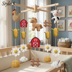Handmade Farm Friends Baby Mobile, Crochet Farm Crib Mobile with Cow, Pig & Tractor, Farm Nursery Decor, Barn Animal Baby Gift