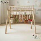 Handmade Crochet Baby Gym Mobile, Woodland Nursery Decor, Deer & Forest Animals Crib Mobile, Montessori Baby Toy, Newborn Baby Shower Gift