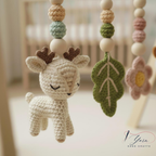Handmade Crochet Baby Gym Mobile, Woodland Nursery Decor, Deer & Forest Animals Crib Mobile, Montessori Baby Toy, Newborn Baby Shower Gift