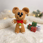 Crochet Gingerbread Bear Plush, Handmade Christmas Amigurumi Teddy, Holiday Stuffed Animal, Stocking Stuffer, Festive Decor