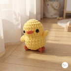 Crochet Duck Plush, Handmade Yellow Amigurumi Duck, Soft Chenille Stuffed Animal, Waving Duckling Gift, Nursery Decor