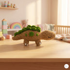 Handmade Crochet Stegosaurus Plush, Brown Green Amigurumi Dinosaur, Soft Dino Stuffed Animal, Dinosaur Lover Gift, Nursery Decor