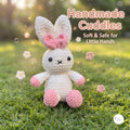 Handmade Crochet Bunny Plush, White Pink Amigurumi Rabbit, Soft Stuffed Animal, Easter Bunny Gift, Cute Nursery Decor