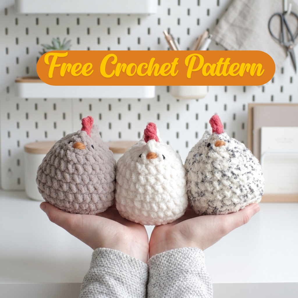 Chicken Crochet Pattern, Kawaii Hen Plush Amigurumi PDF Free Gift