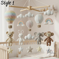 Handmade Hot Air Balloon Baby Mobile, Crochet Rainbow Crib Mobile with Bear Monkey Elephant Bunny, Pastel Nursery Decor, Baby Shower Gift