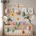 Crochet Hummingbird Baby Mobile, Floral Crib Mobile with Tulips and Snails, Boho Nursery Decor, Handmade Baby Shower Gift