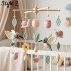 Crochet Hummingbird Baby Mobile, Floral Crib Mobile with Tulips and Snails, Boho Nursery Decor, Handmade Baby Shower Gift