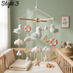 Nautical Baby Mobile, Crochet Seagull Crib Mobile with Sailboats and Hot Air Balloon, Ocean Nursery Decor, Baby Shower Gift