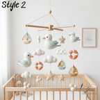 Nautical Baby Mobile, Crochet Seagull Crib Mobile with Sailboats and Hot Air Balloon, Ocean Nursery Decor, Baby Shower Gift