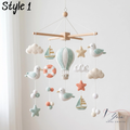 Nautical Baby Mobile, Crochet Seagull Crib Mobile with Sailboats and Hot Air Balloon, Ocean Nursery Decor, Baby Shower Gift