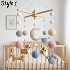 Corgi Baby Mobile, Crochet Dog Crib Mobile with Bones, Paw Prints and Moon, Puppy Nursery Decor, Baby Shower Gift