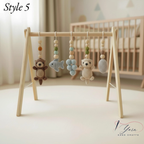 Wooden Baby Play Gym with Crochet Toys, Montessori Activity Gym, Nursery Decor, Baby Shower Gift, Handmade Infant Play Gym