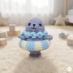 Crochet Seal Plush with Floatie, Handmade Amigurumi Sea Animal, Soft Ocean Stuffed Toy, Seal Lover Gift, Nursery Decor