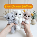 Kitten Crochet Pattern, Kawaii Cat Plush Amigurumi PDF Free Gift