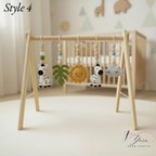 Wooden Baby Play Gym with Crochet Toys, Baby Activity Gym, Tummy Time Toy, Nursery Decor, Newborn Gift, Montessori Inspired