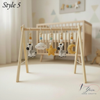 Wooden Baby Play Gym with Crochet Toys, Baby Activity Gym, Tummy Time Toy, Nursery Decor, Newborn Gift, Montessori Inspired