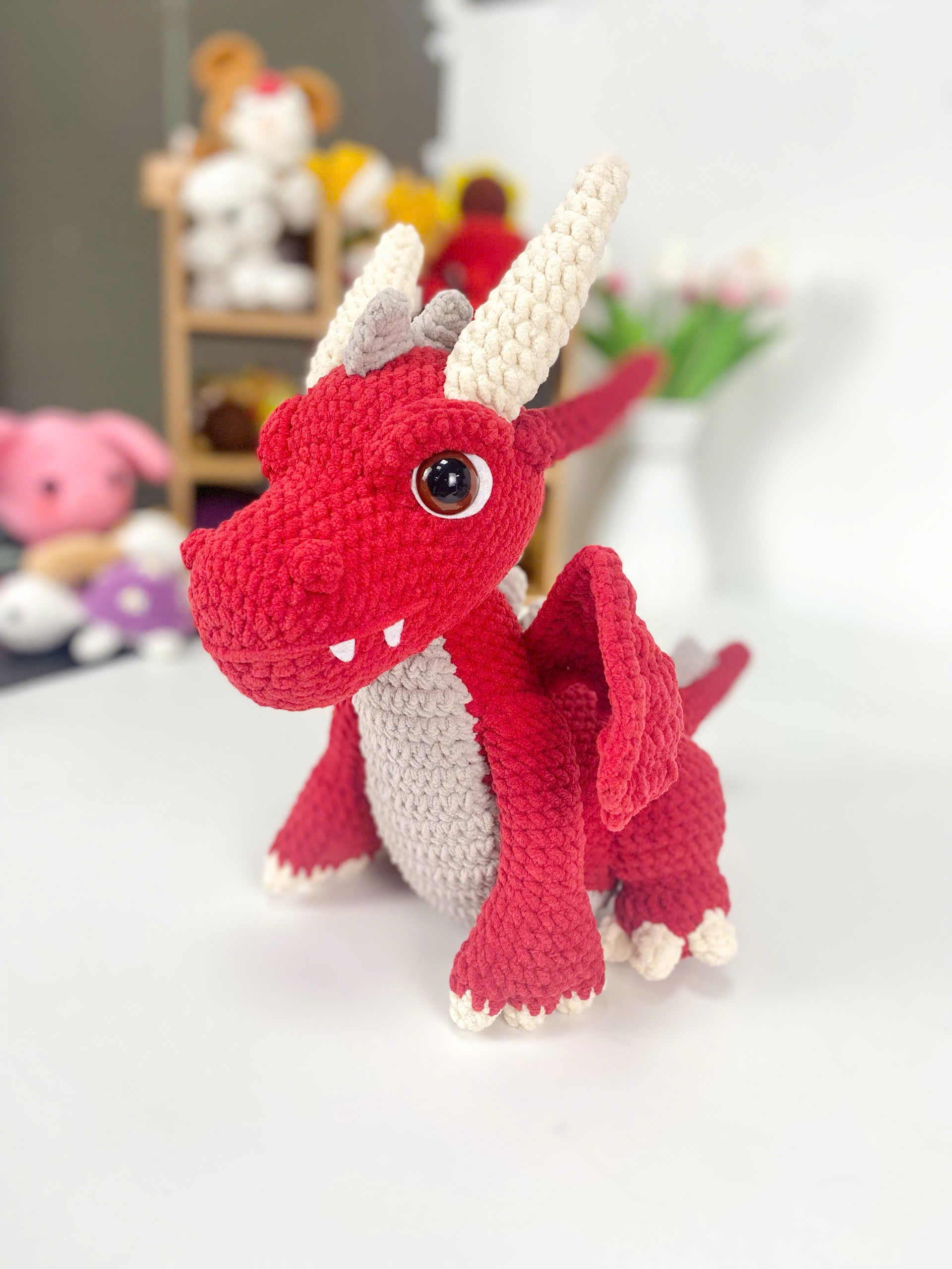 Fire Dragon Crochet Pattern: Amigurumi Plush Toy (PDF)