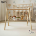 Handmade Dog Baby Gym, Wooden Montessori Play Gym with Crochet Puppy Toys, Neutral Nursery Decor, Puppy Baby Activity Gym, Baby Shower Gift